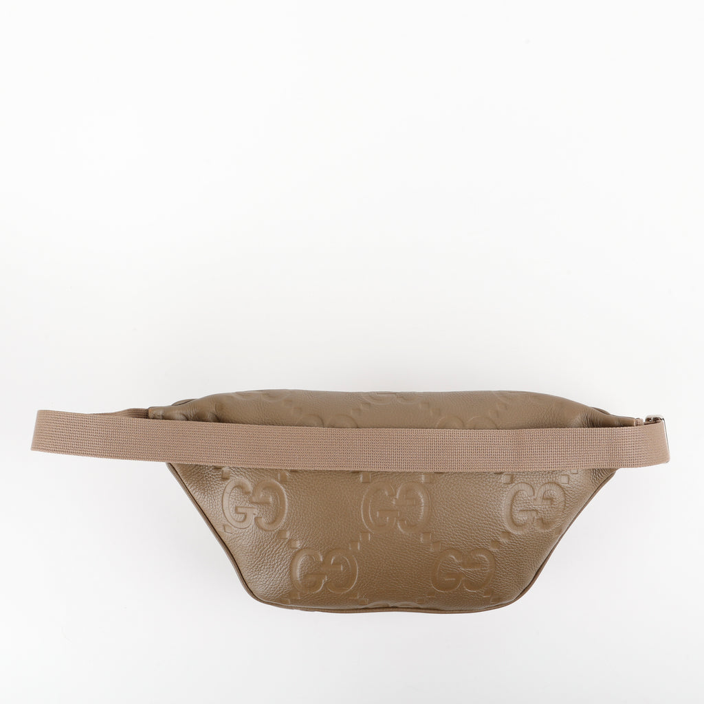 Jumbo GG Embossed Belt Bag, Taupe