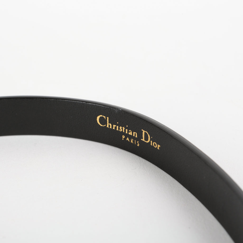 30 Montaigne Chain Leather Belt, Black (Size: 80)
