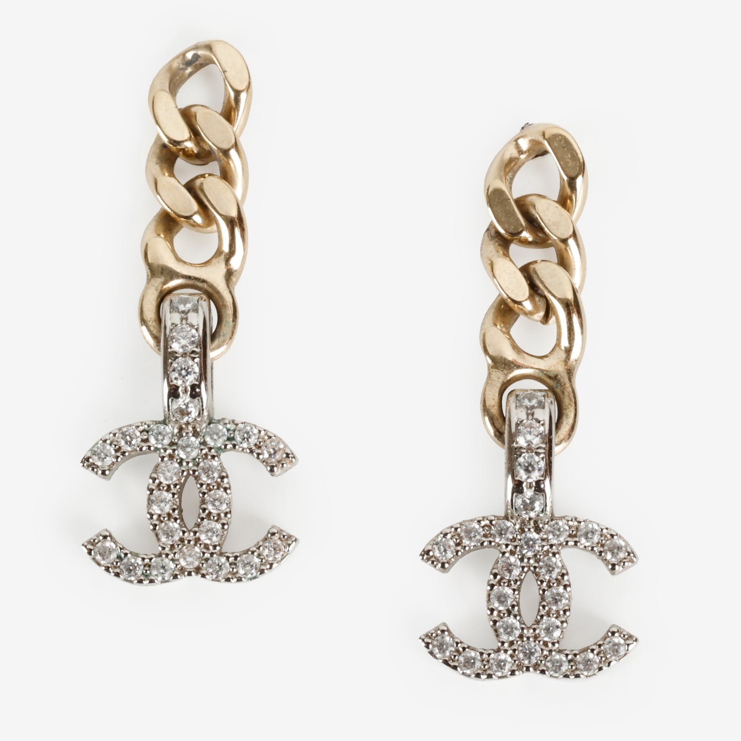 Two Tone Dangle Chain Earrings