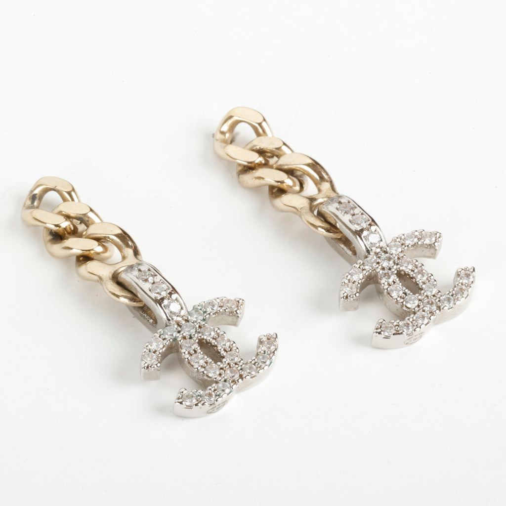 Two Tone Dangle Chain Earrings