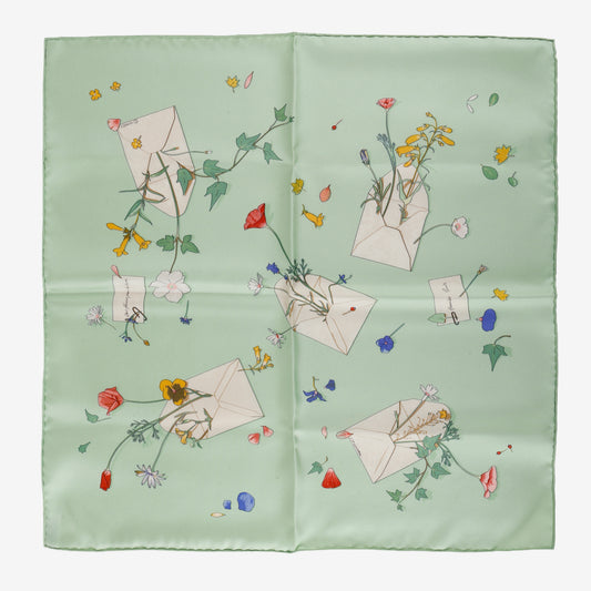 Silk Love Letters Scarf, Mint Green