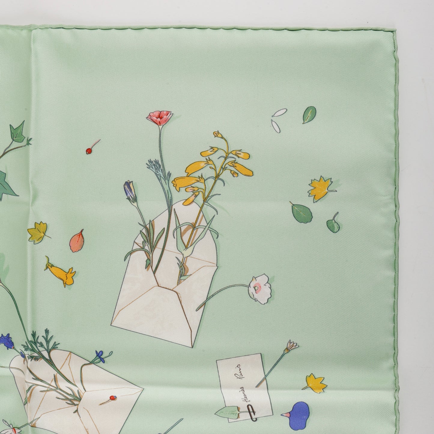 Silk Love Letters Scarf, Mint Green