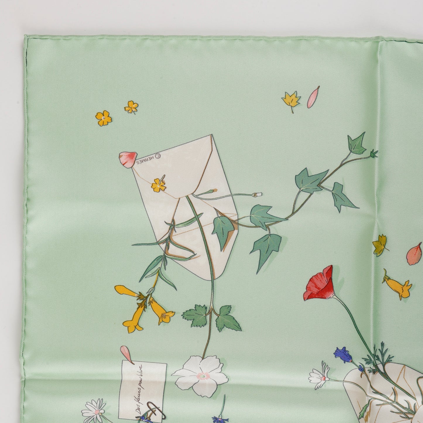 Silk Love Letters Scarf, Mint Green