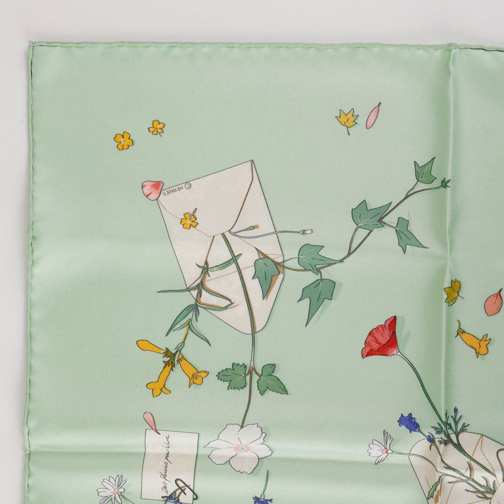Silk Love Letters Scarf, Mint Green