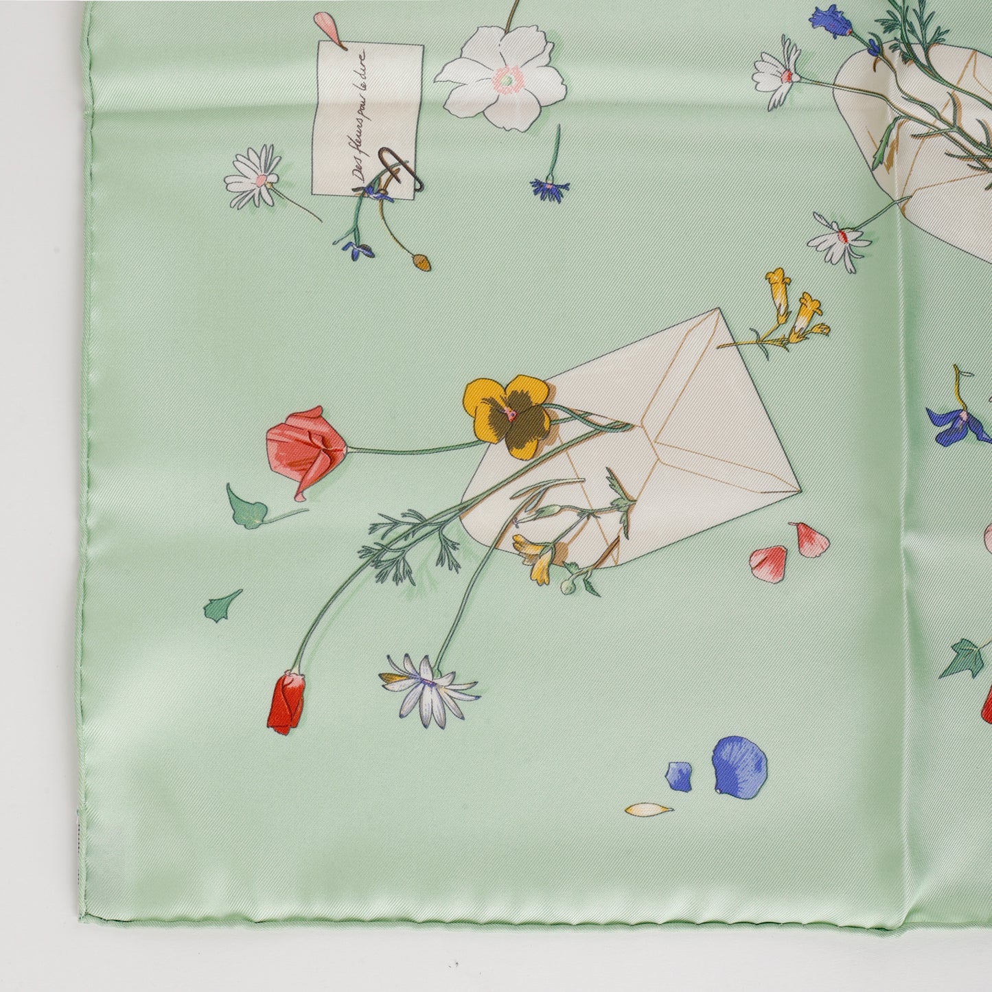 Silk Love Letters Scarf, Mint Green