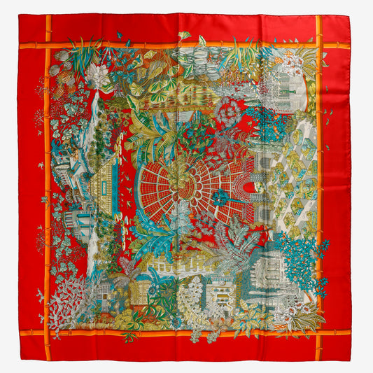 "JARDINS D'HIVER" 90cm Silk Scarf