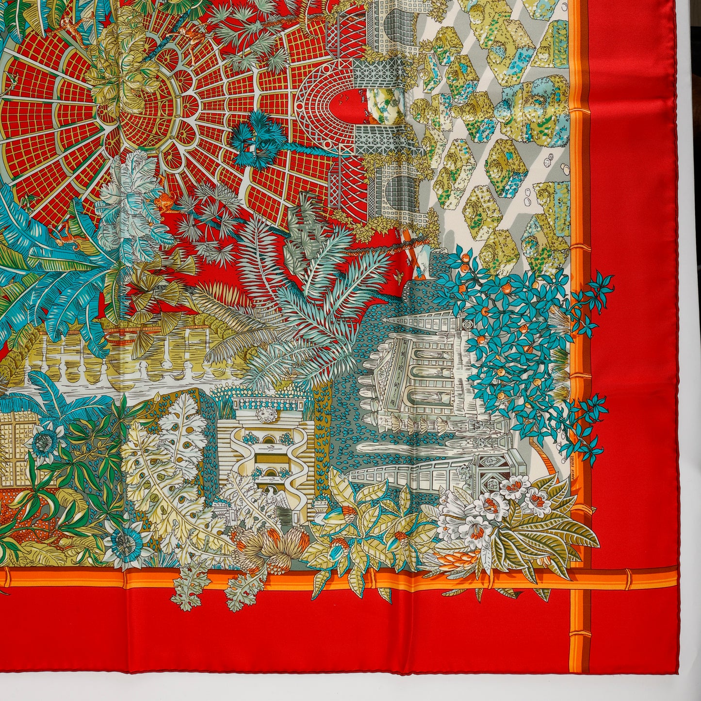 "JARDINS D'HIVER" 90cm Silk Scarf