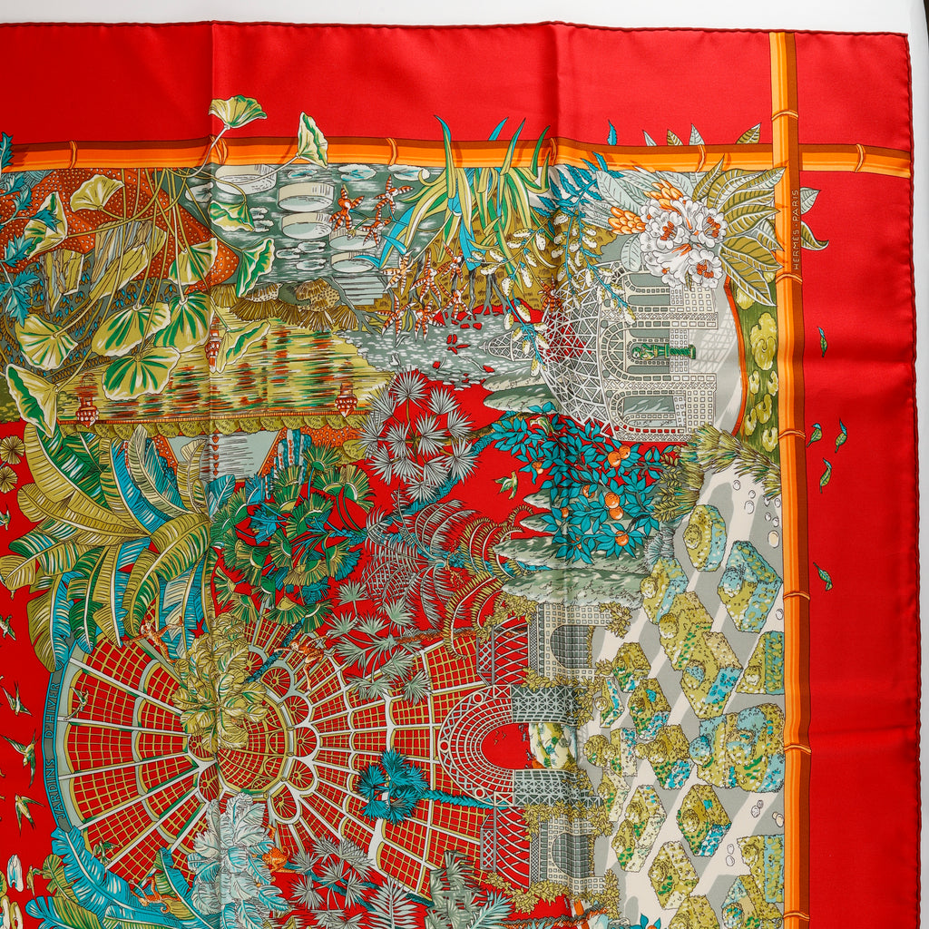 "JARDINS D'HIVER" 90cm Silk Scarf