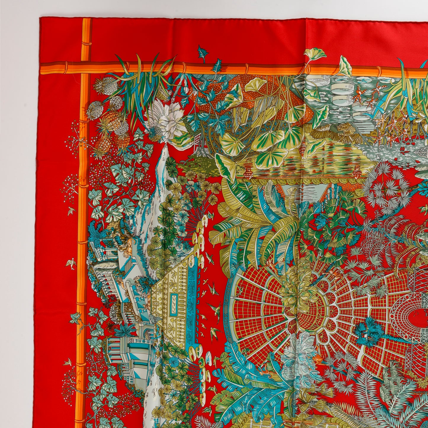 "JARDINS D'HIVER" 90cm Silk Scarf