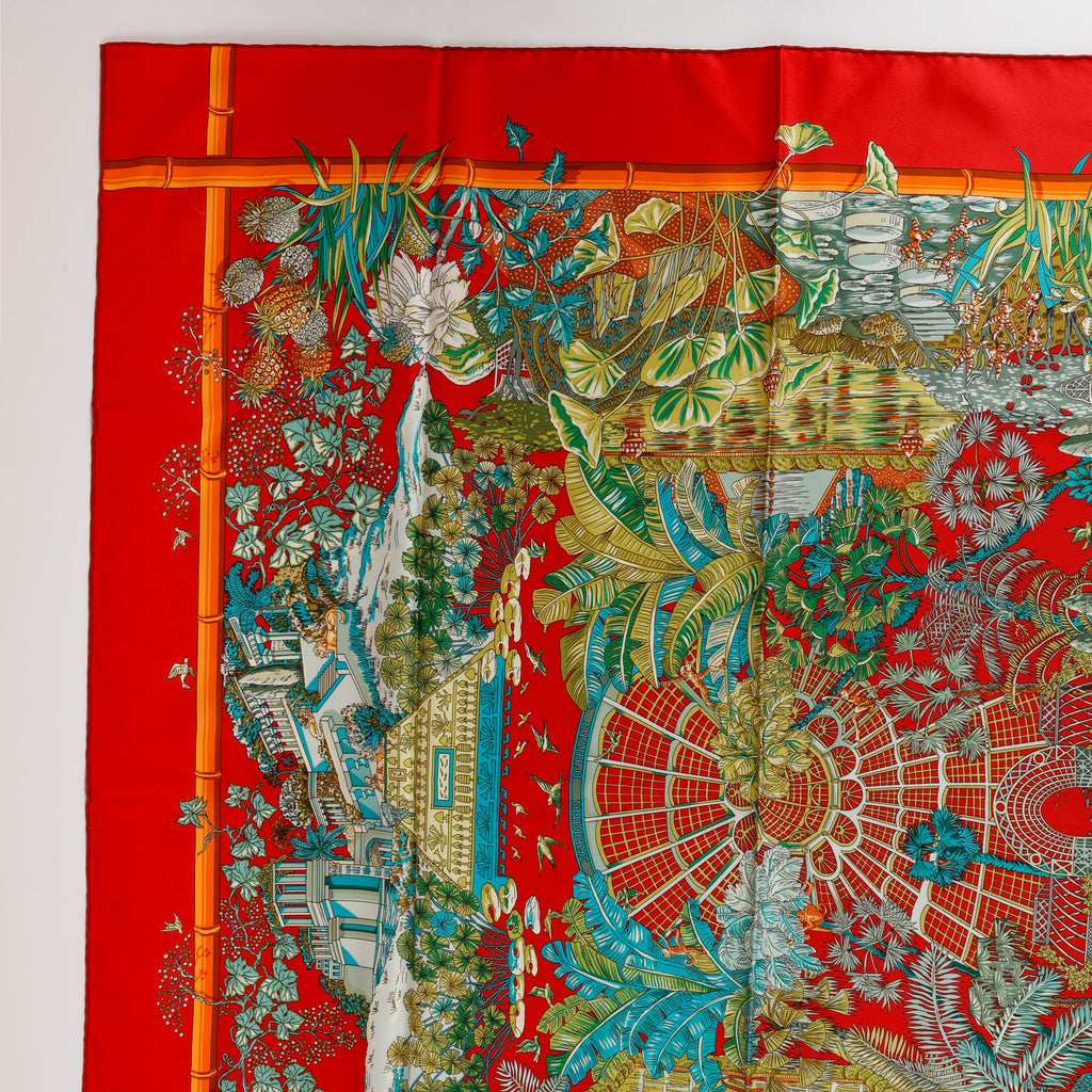 "JARDINS D'HIVER" 90cm Silk Scarf