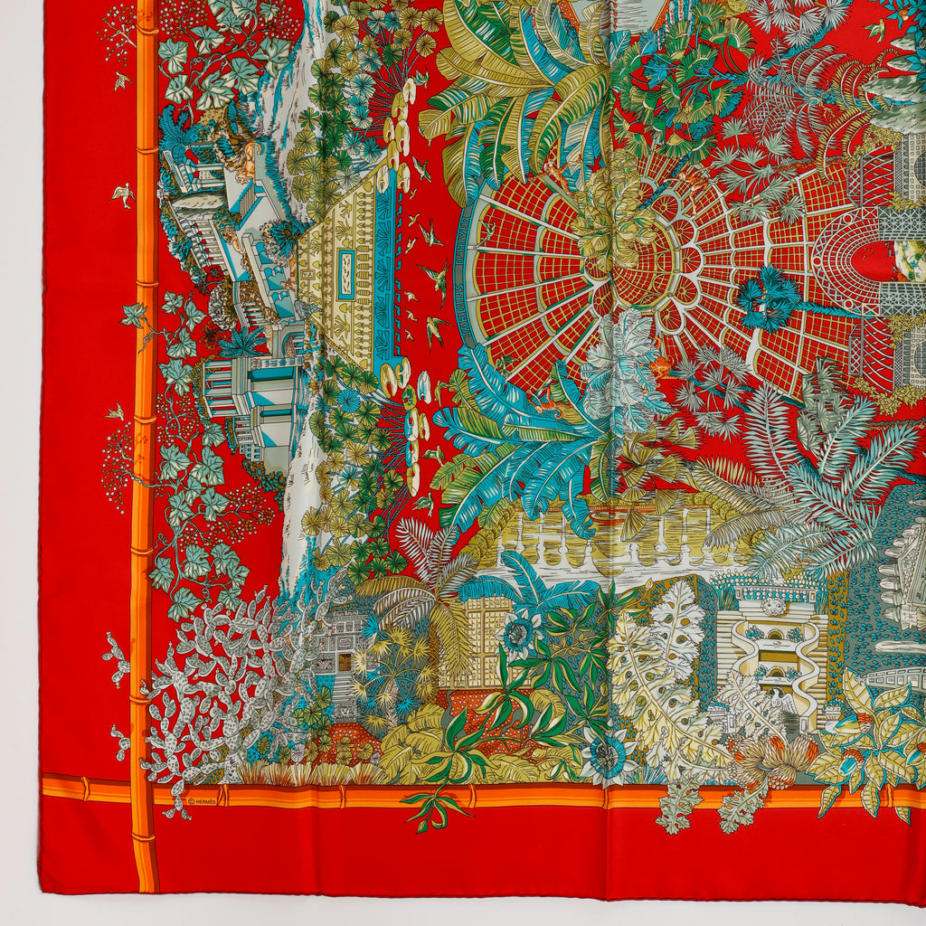 "JARDINS D'HIVER" 90cm Silk Scarf