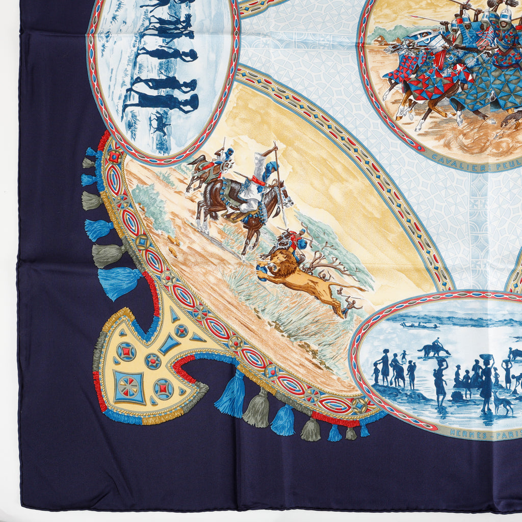 "Cavaliers Peuls" 90cm Silk Scarf