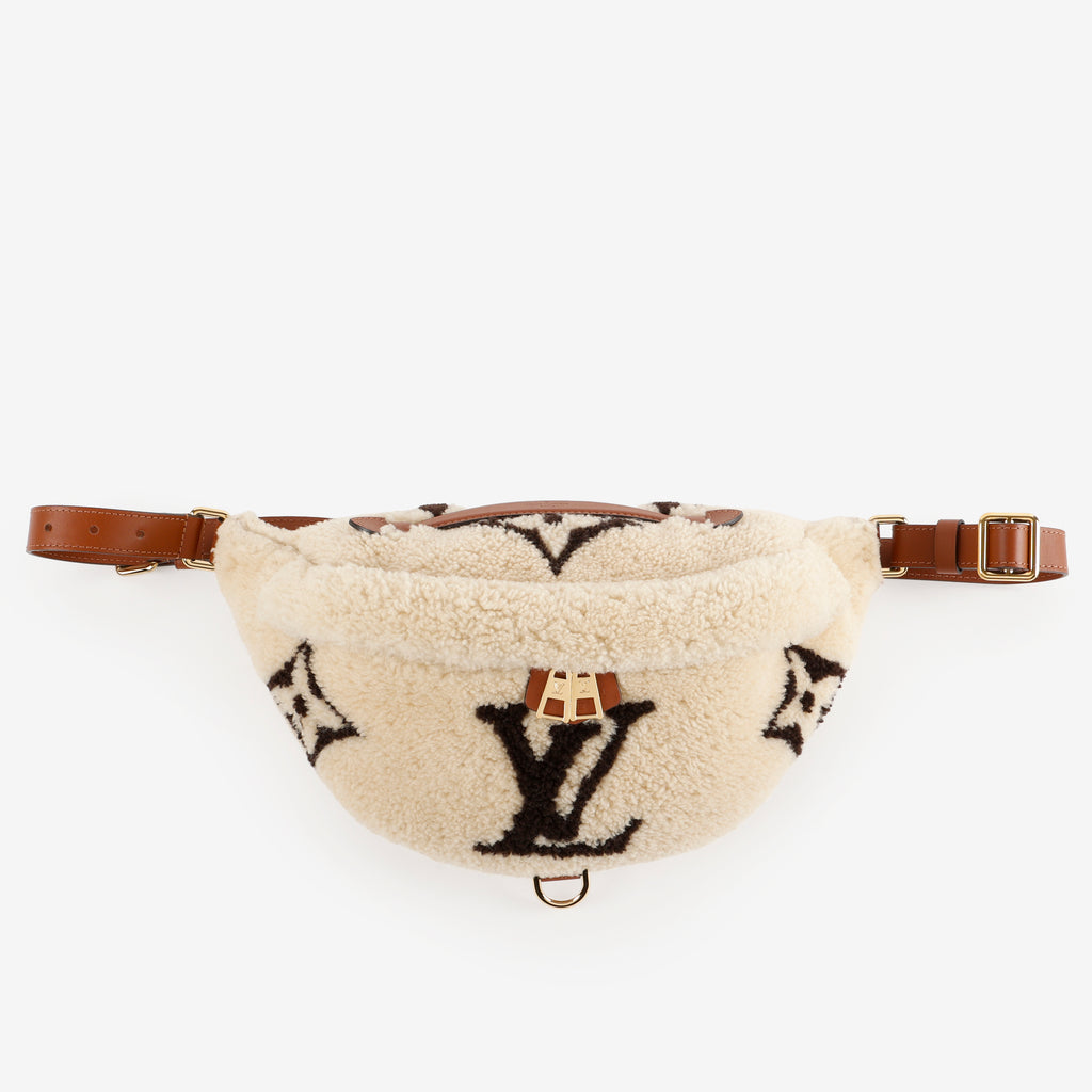 Teddy Bumbag, Brown/Beige Shearling