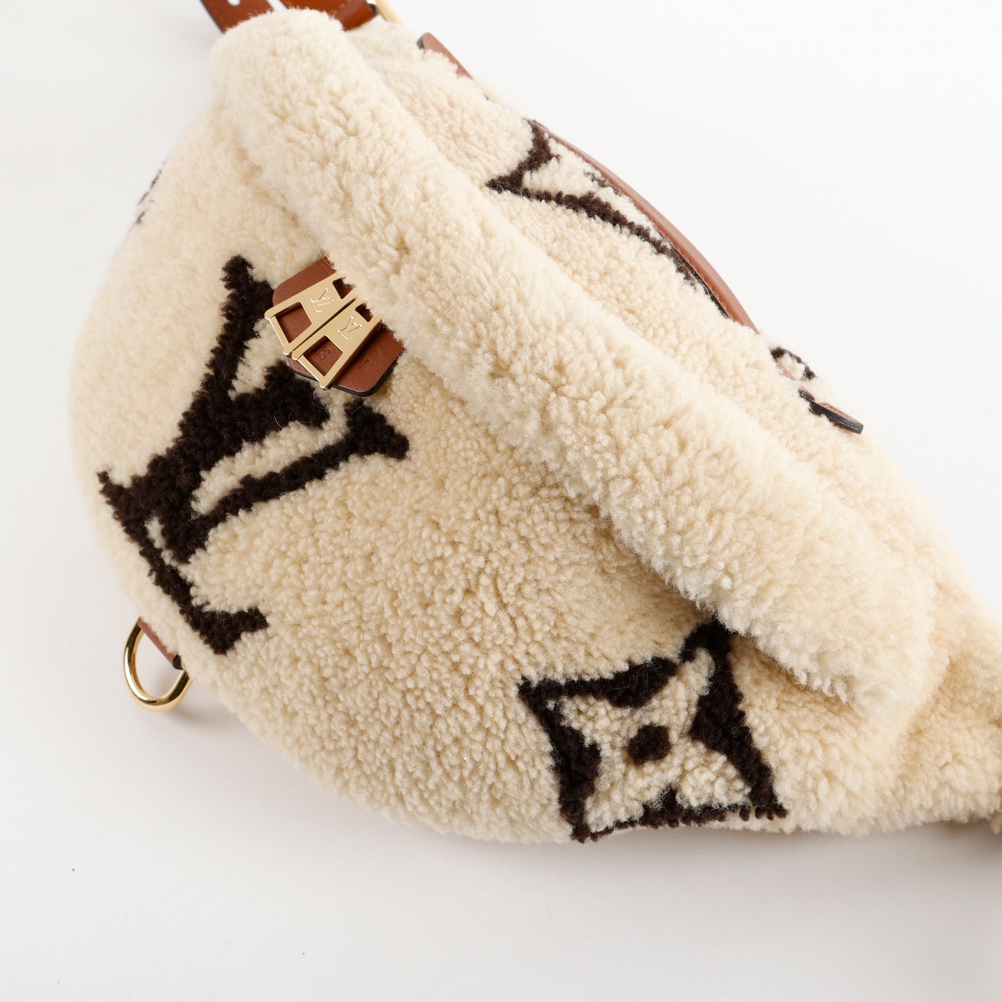 Teddy Bumbag, Brown/Beige Shearling