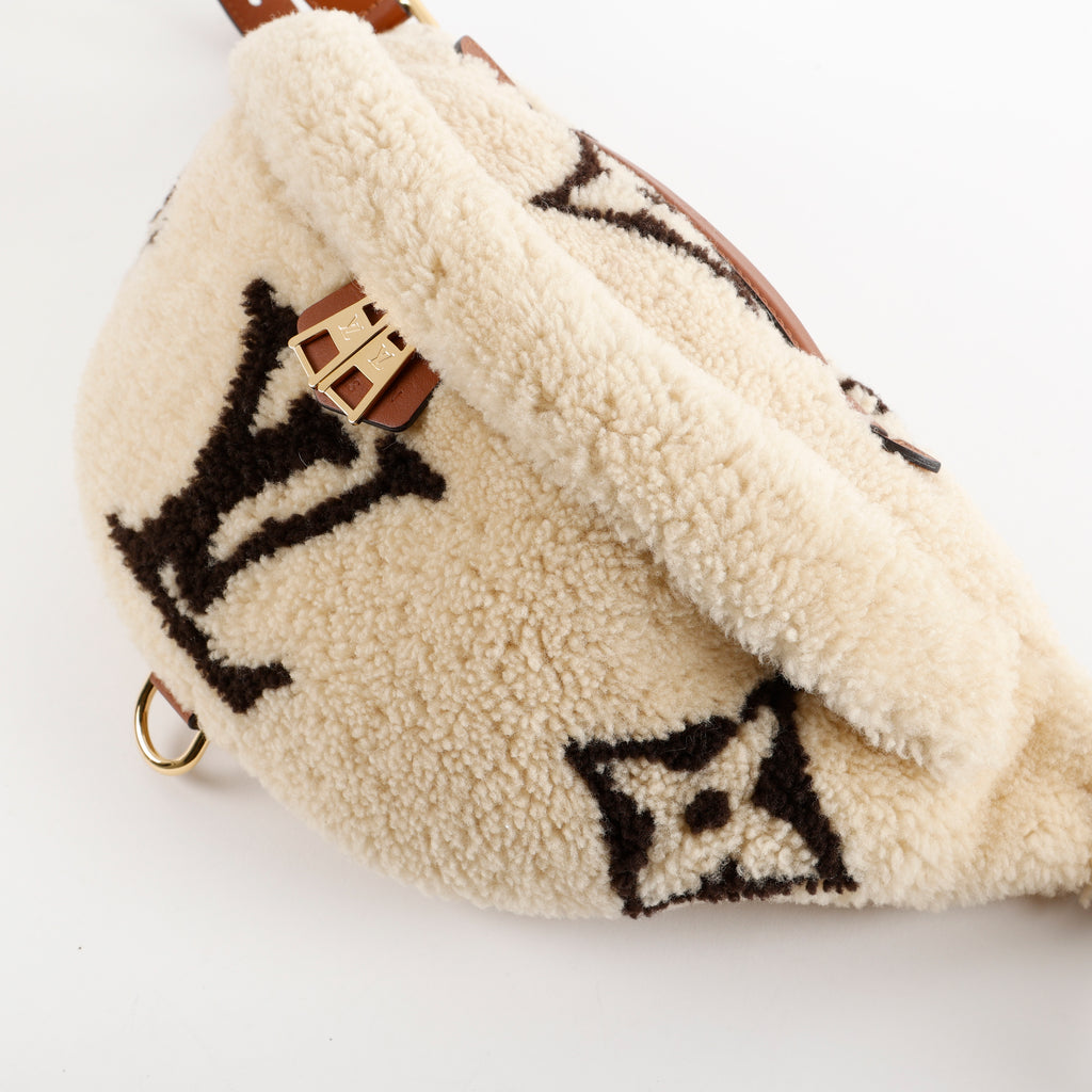 Teddy Bumbag, Brown/Beige Shearling