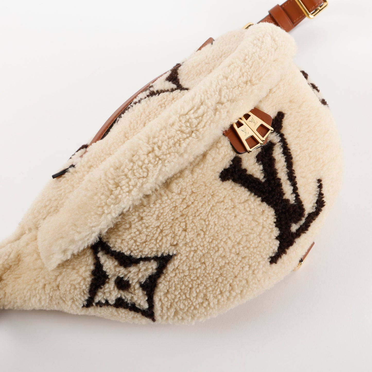 Teddy Bumbag, Brown/Beige Shearling