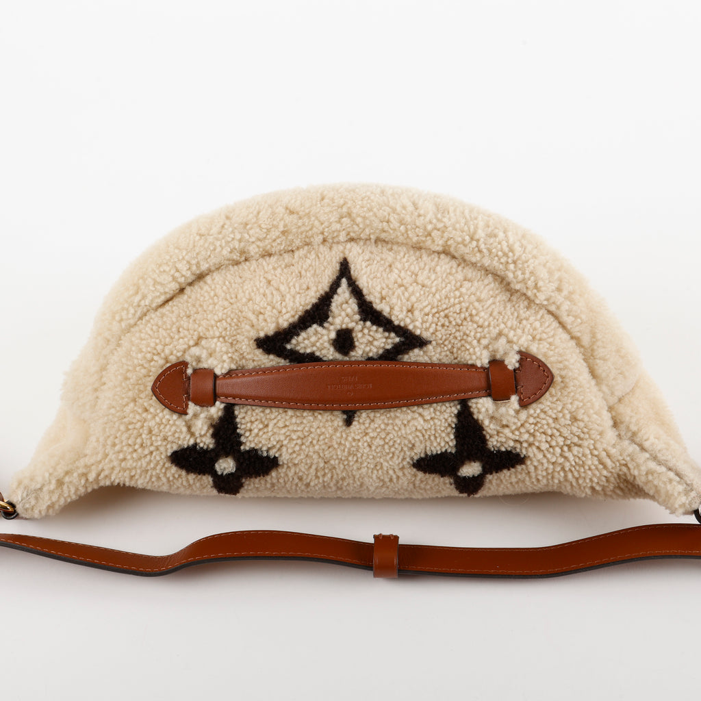 Teddy Bumbag, Brown/Beige Shearling