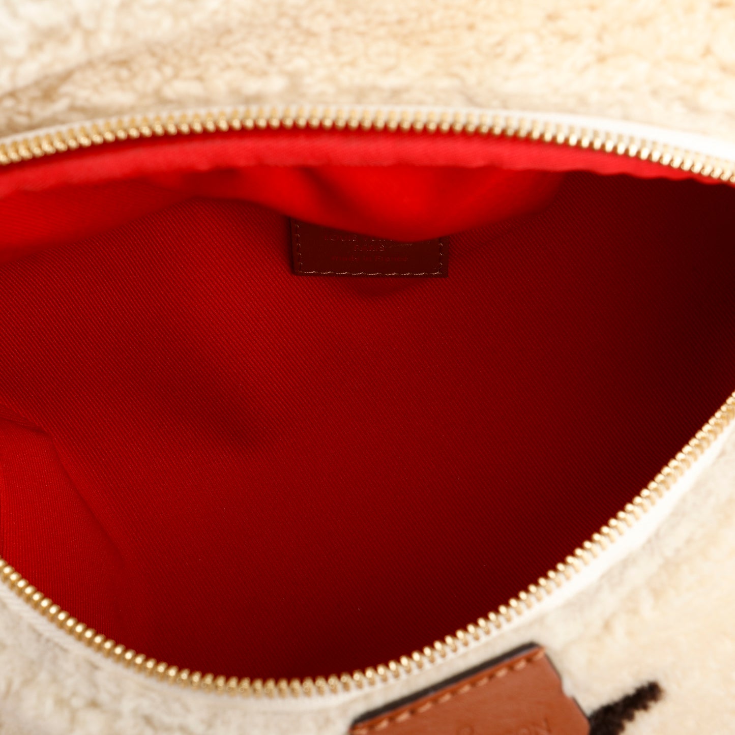 Teddy Bumbag, Brown/Beige Shearling