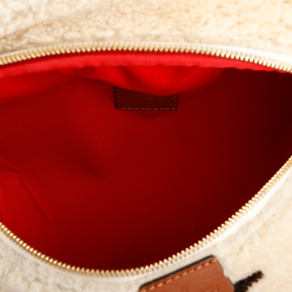 Teddy Bumbag, Brown/Beige Shearling