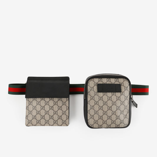 Double Pocket Belt Bag, Canvas/Black