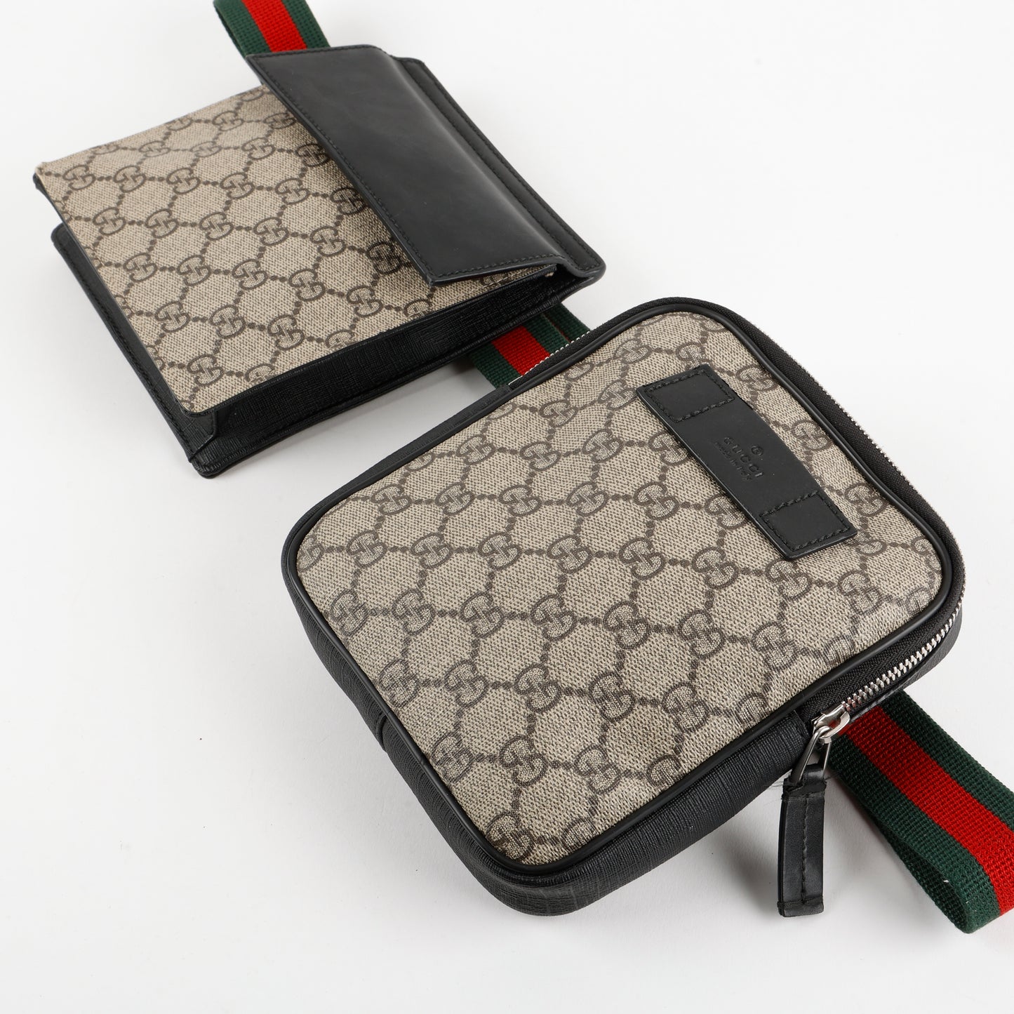 Double Pocket Belt Bag, Canvas/Black