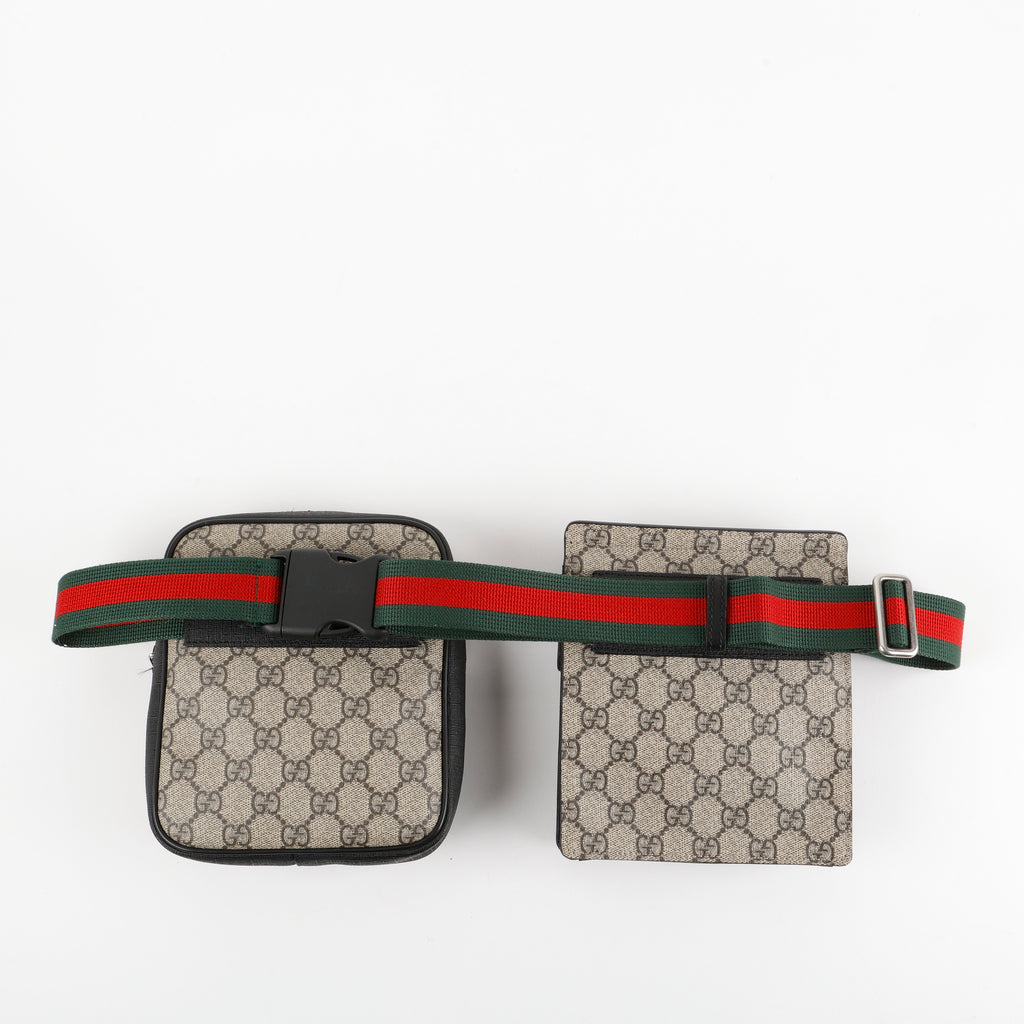 Double Pocket Belt Bag, Canvas/Black