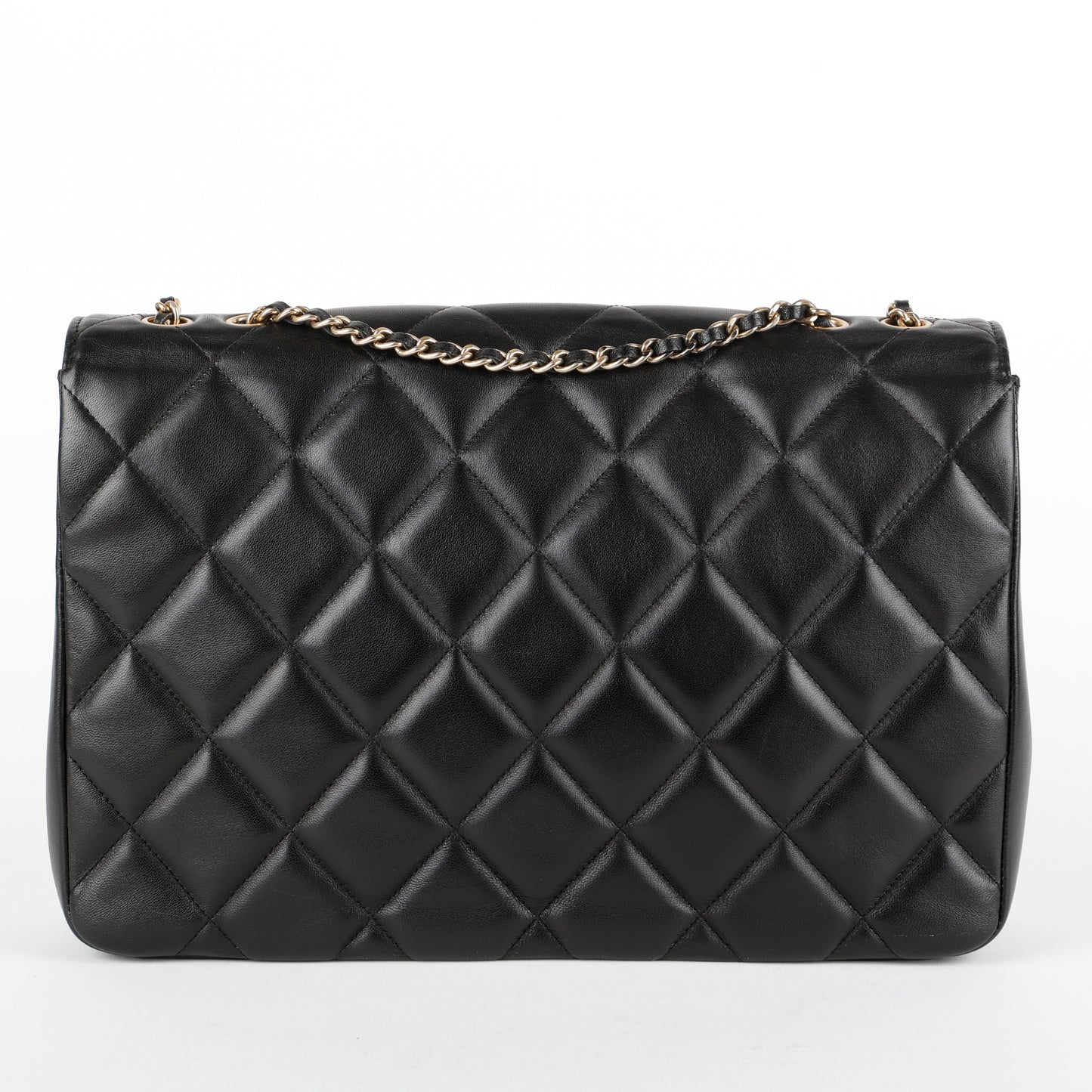 Single Flap Double Chain Bag, Black