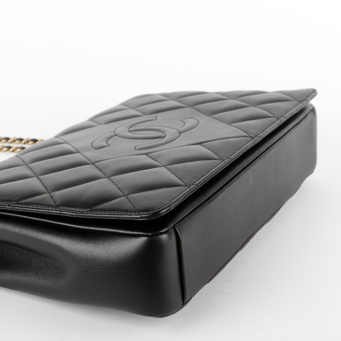 Single Flap Double Chain Bag, Black