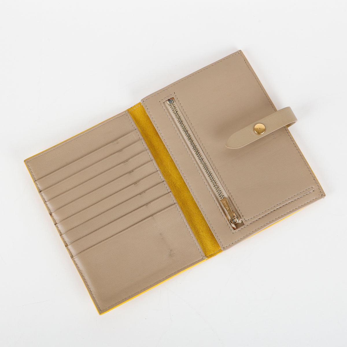 Medium Strap Wallet, Yellow/Taupe