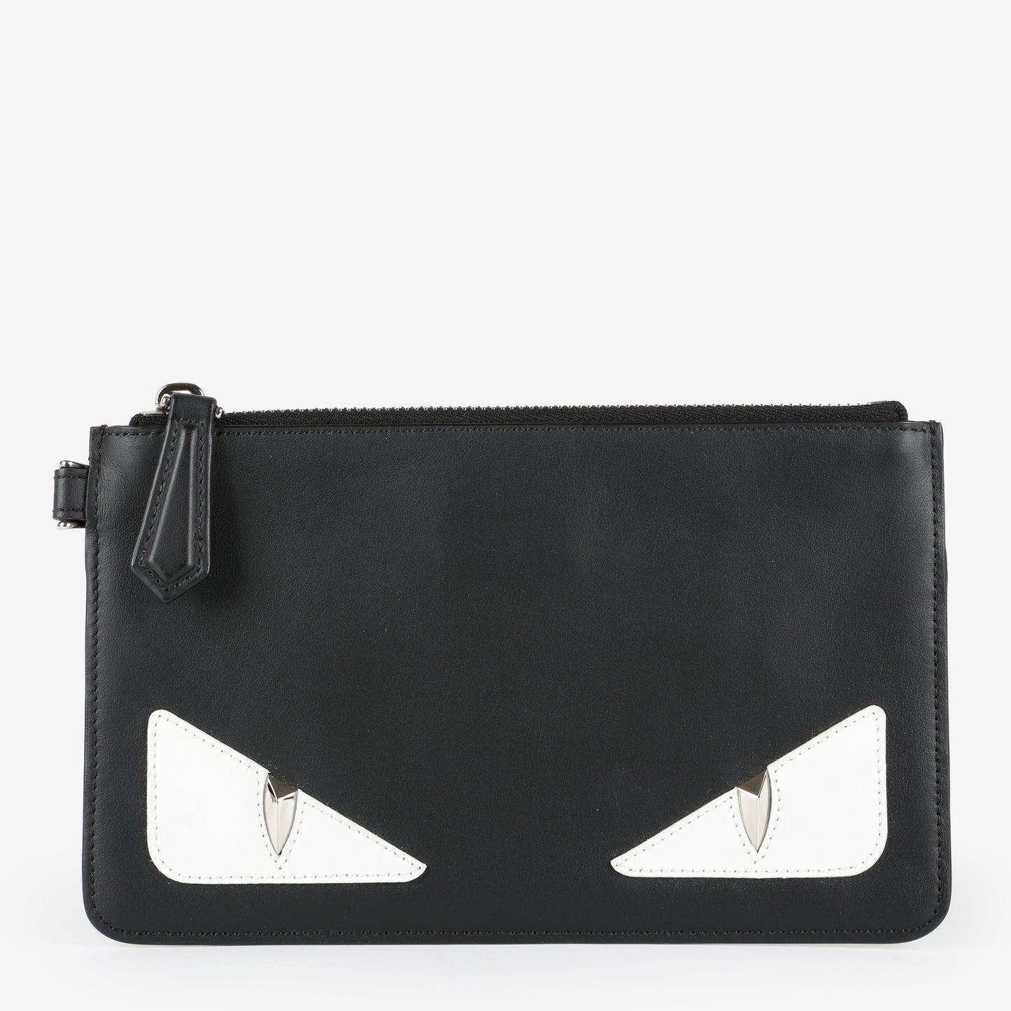 Small Elite Monster Eyes Pouch, Black/White/Silver