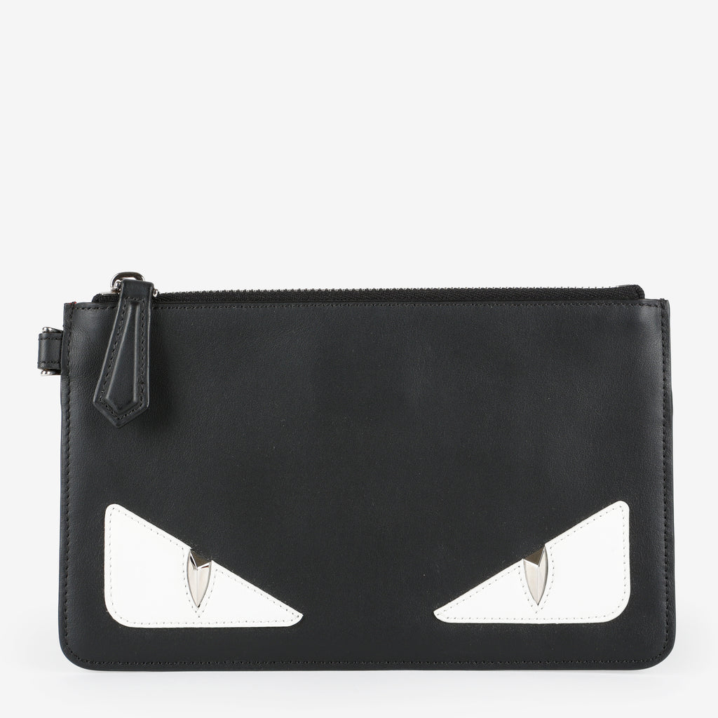 Small Elite Monster Eyes Pouch, Black/White/Silver