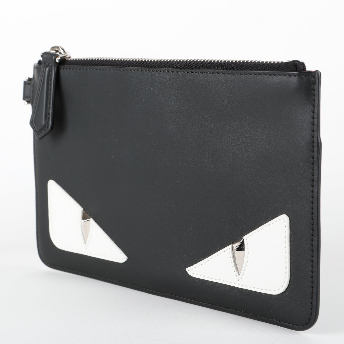 Small Elite Monster Eyes Pouch, Black/White/Silver