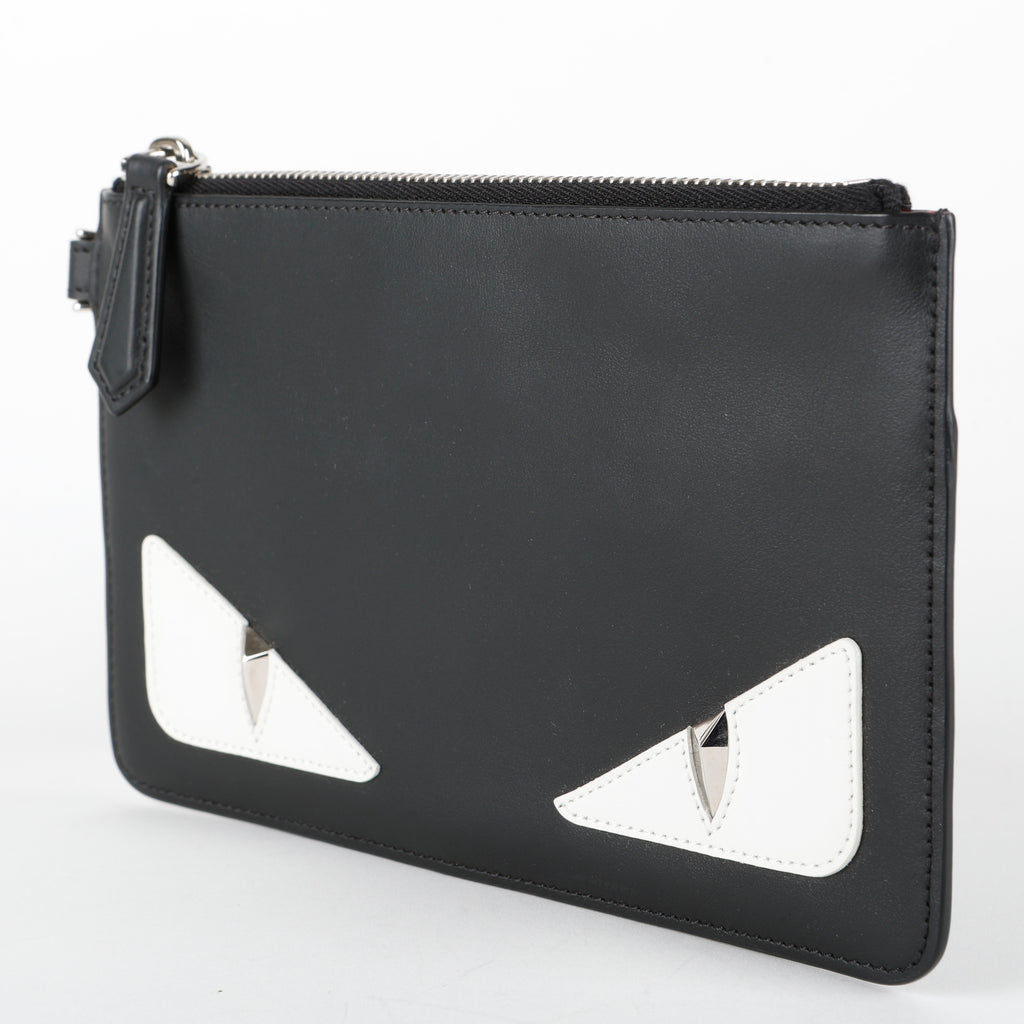 Small Elite Monster Eyes Pouch, Black/White/Silver