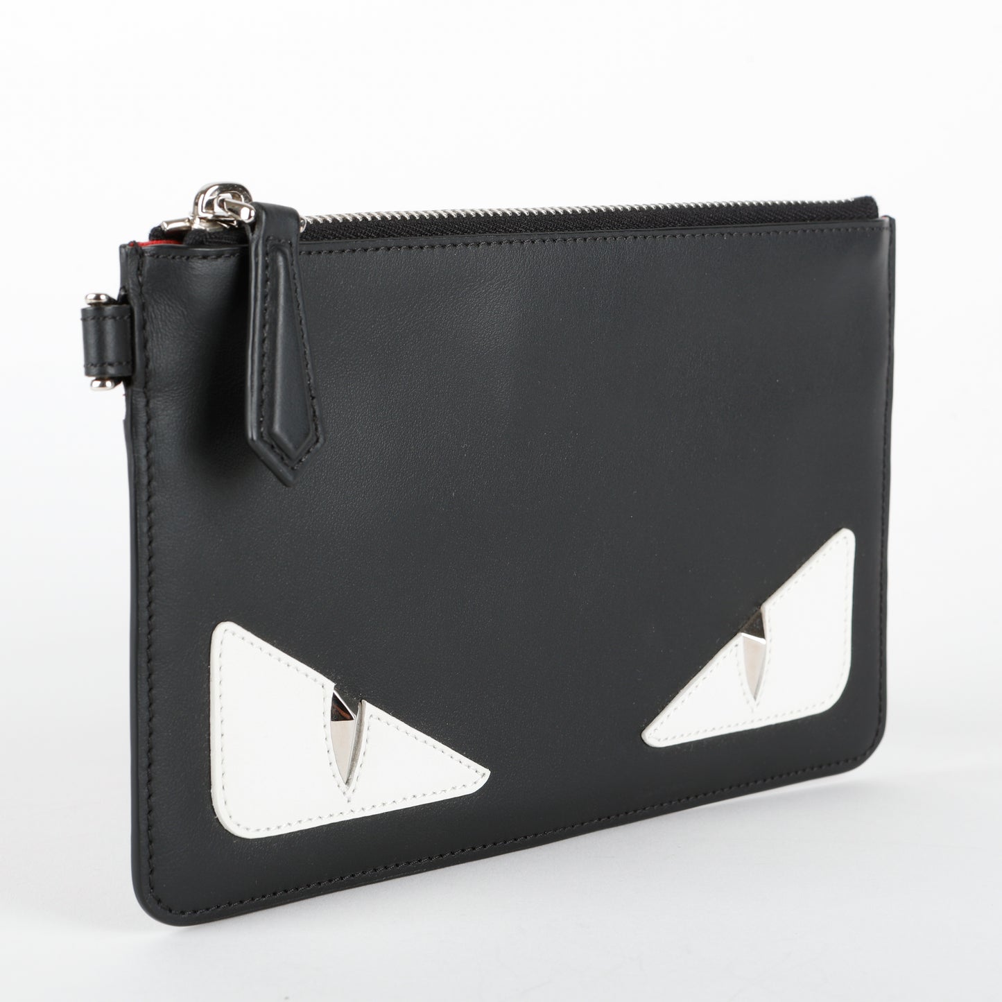 Small Elite Monster Eyes Pouch, Black/White/Silver