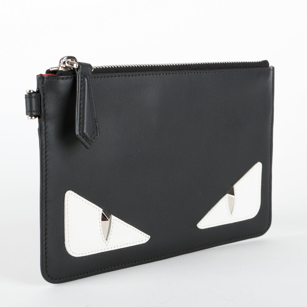 Small Elite Monster Eyes Pouch, Black/White/Silver