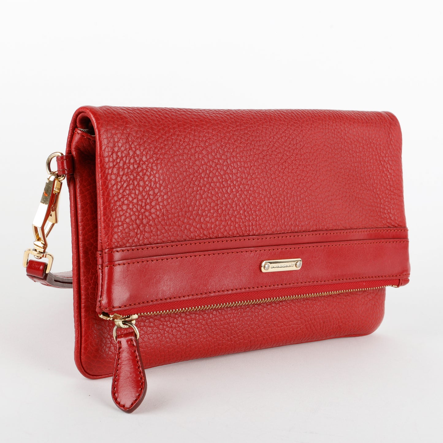 Adeline Fold Over Wristlet Clutch, Red Calfskin