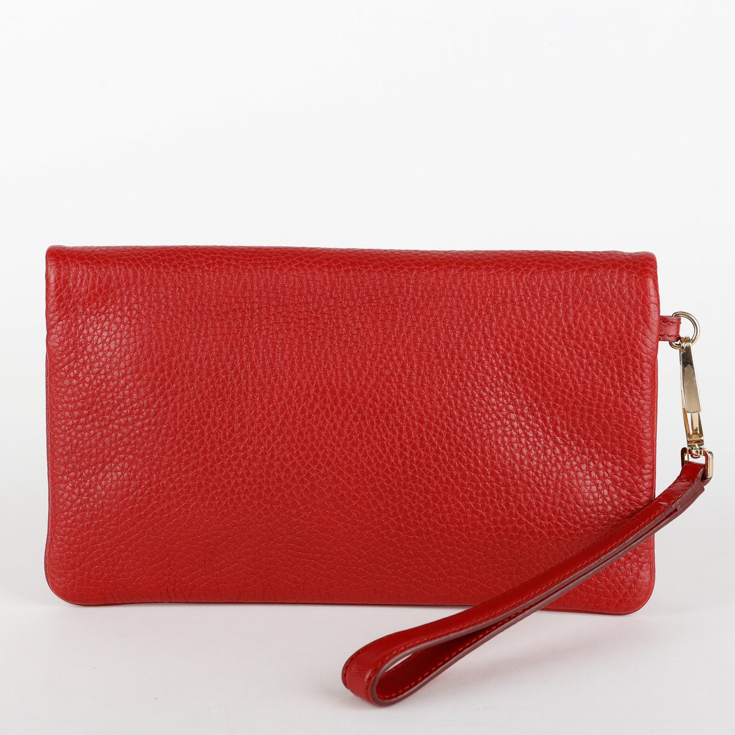 Adeline Fold Over Wristlet Clutch, Red Calfskin