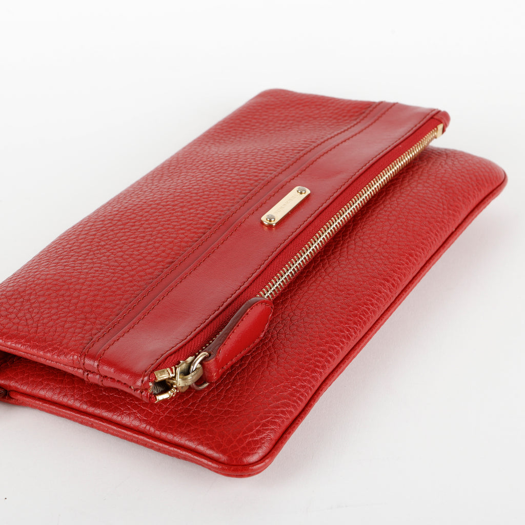 Adeline Fold Over Wristlet Clutch, Red Calfskin