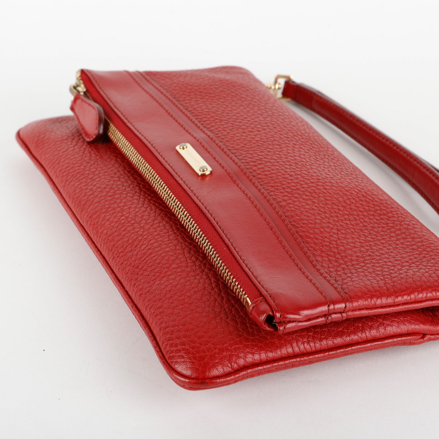 Adeline Fold Over Wristlet Clutch, Red Calfskin