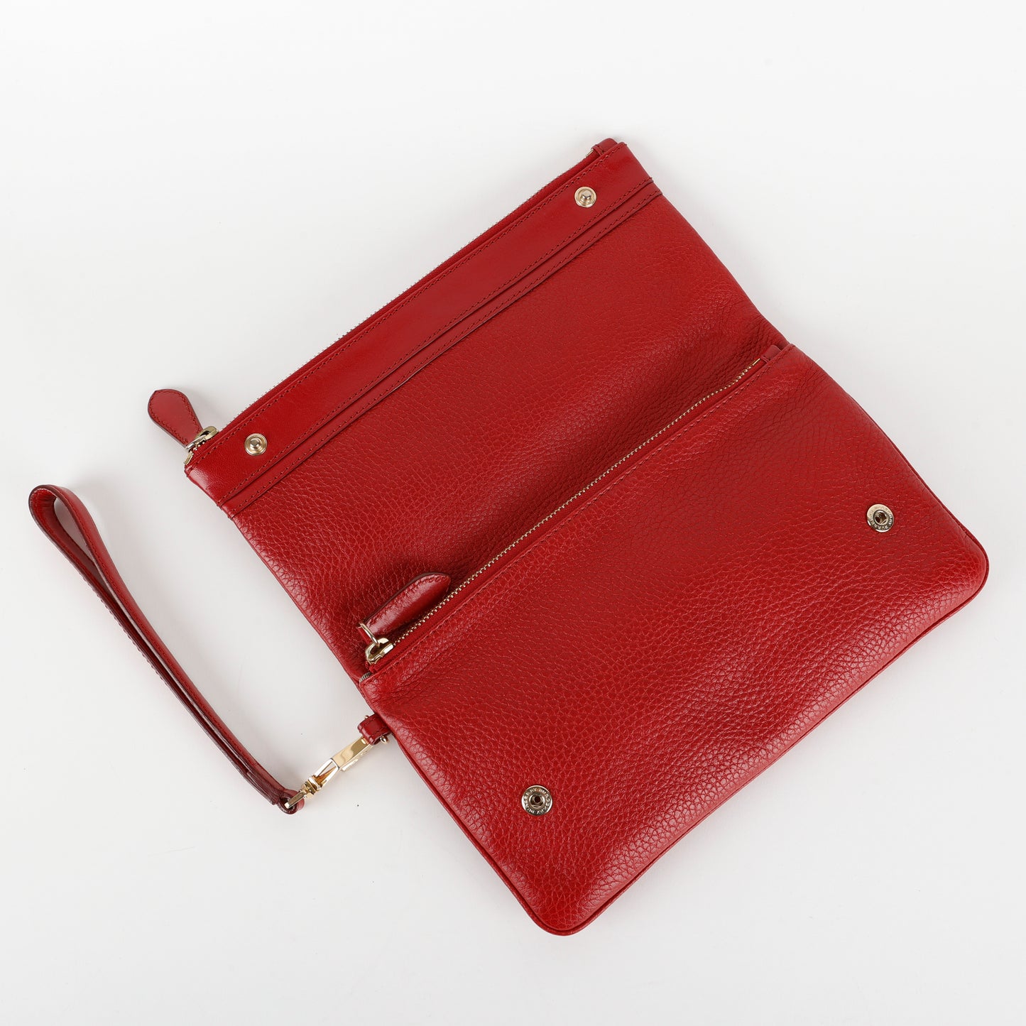 Adeline Fold Over Wristlet Clutch, Red Calfskin