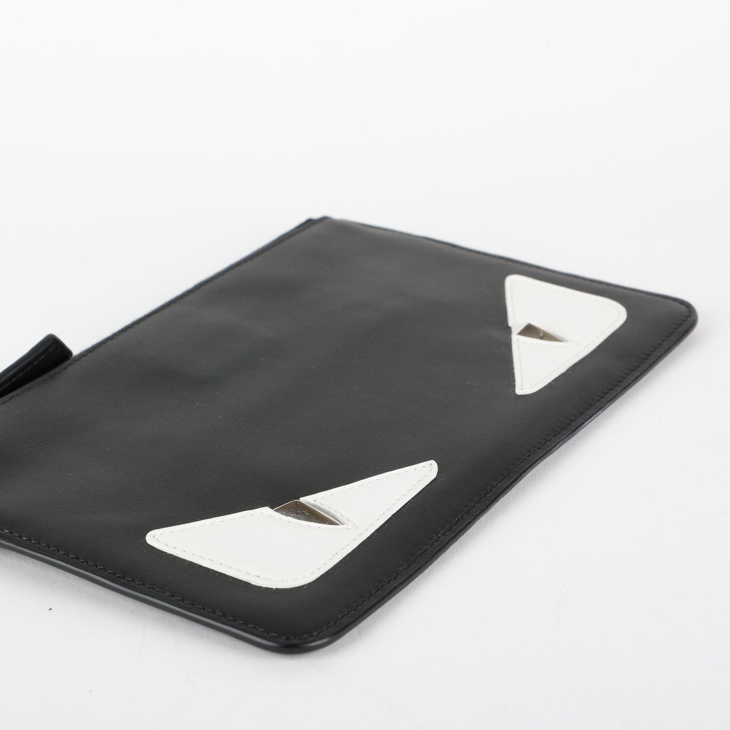 Small Elite Monster Eyes Pouch, Black/White/Silver