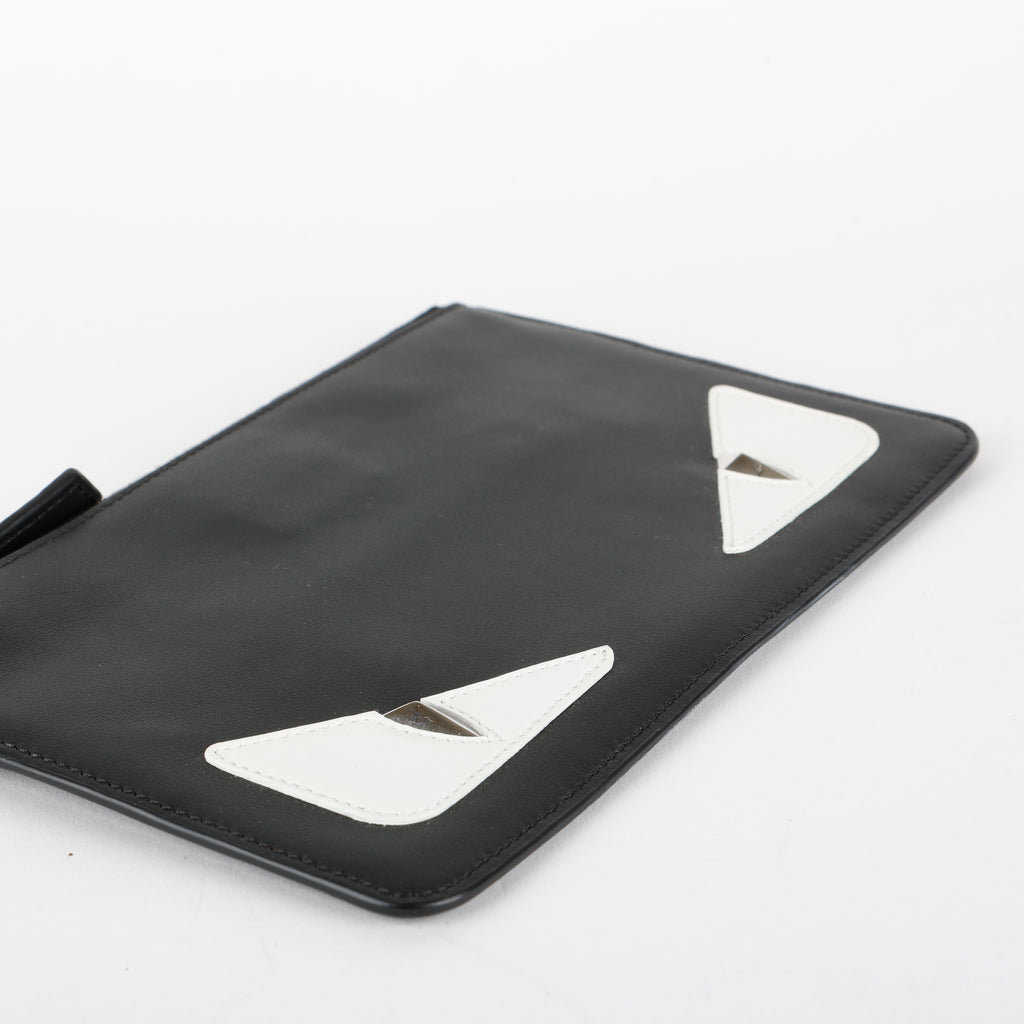 Small Elite Monster Eyes Pouch, Black/White/Silver