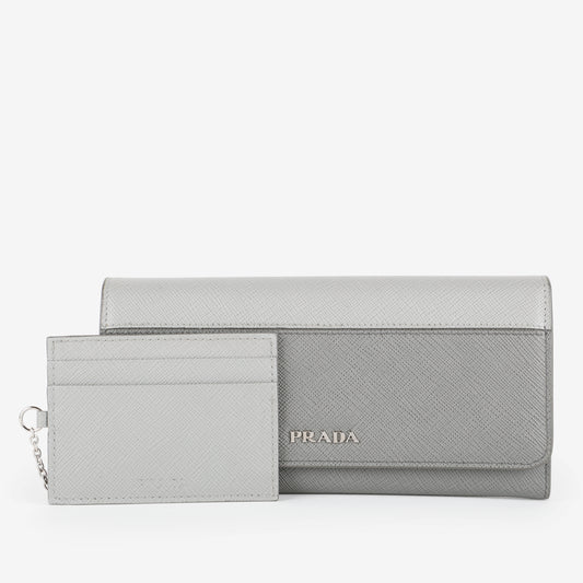 Continental Wallet, Grey Saffiano