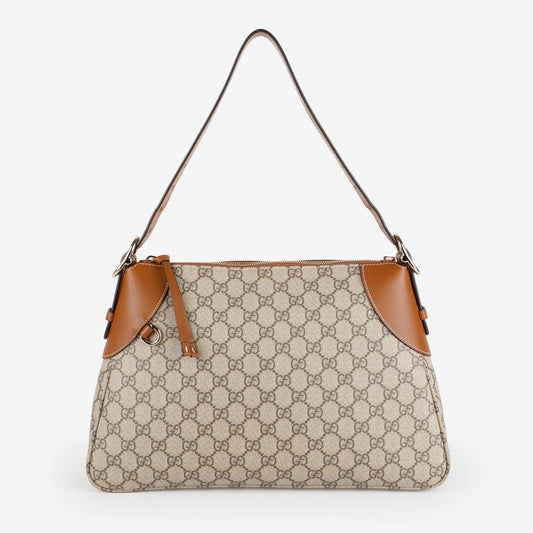 Large Supreme Leather Emblem Shoulder Bag, Coated Canvas