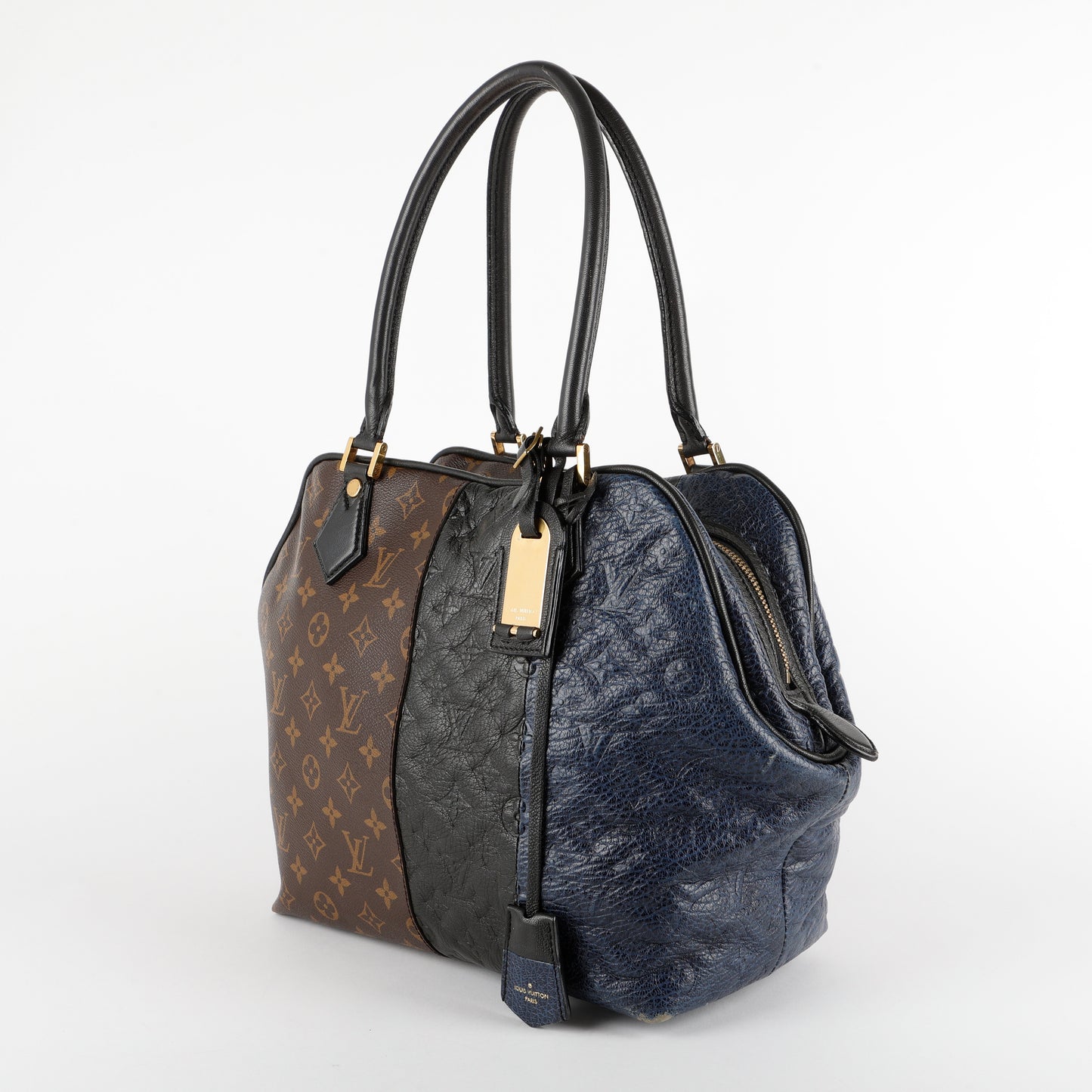 Marine Blocks Tote, Monogram Ostrich