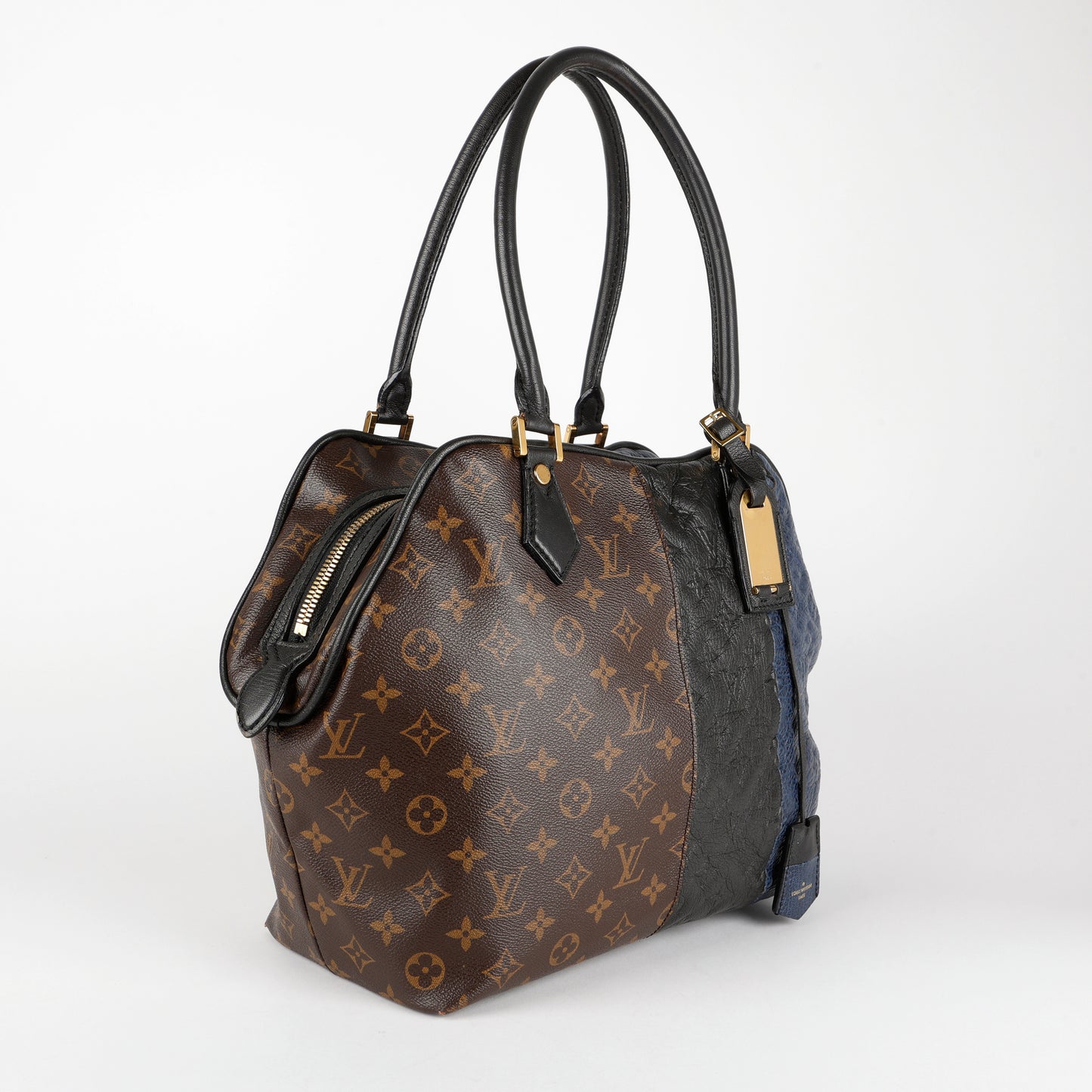 Marine Blocks Tote, Monogram Ostrich