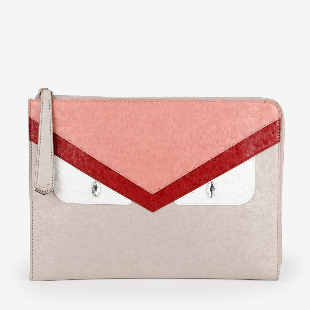 Monster Zip Pouch, Pink/Red/Taupe