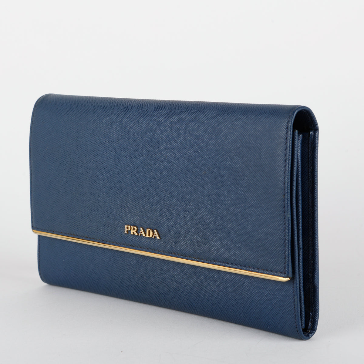 Large Metal Bar Continental Wallet, Navy