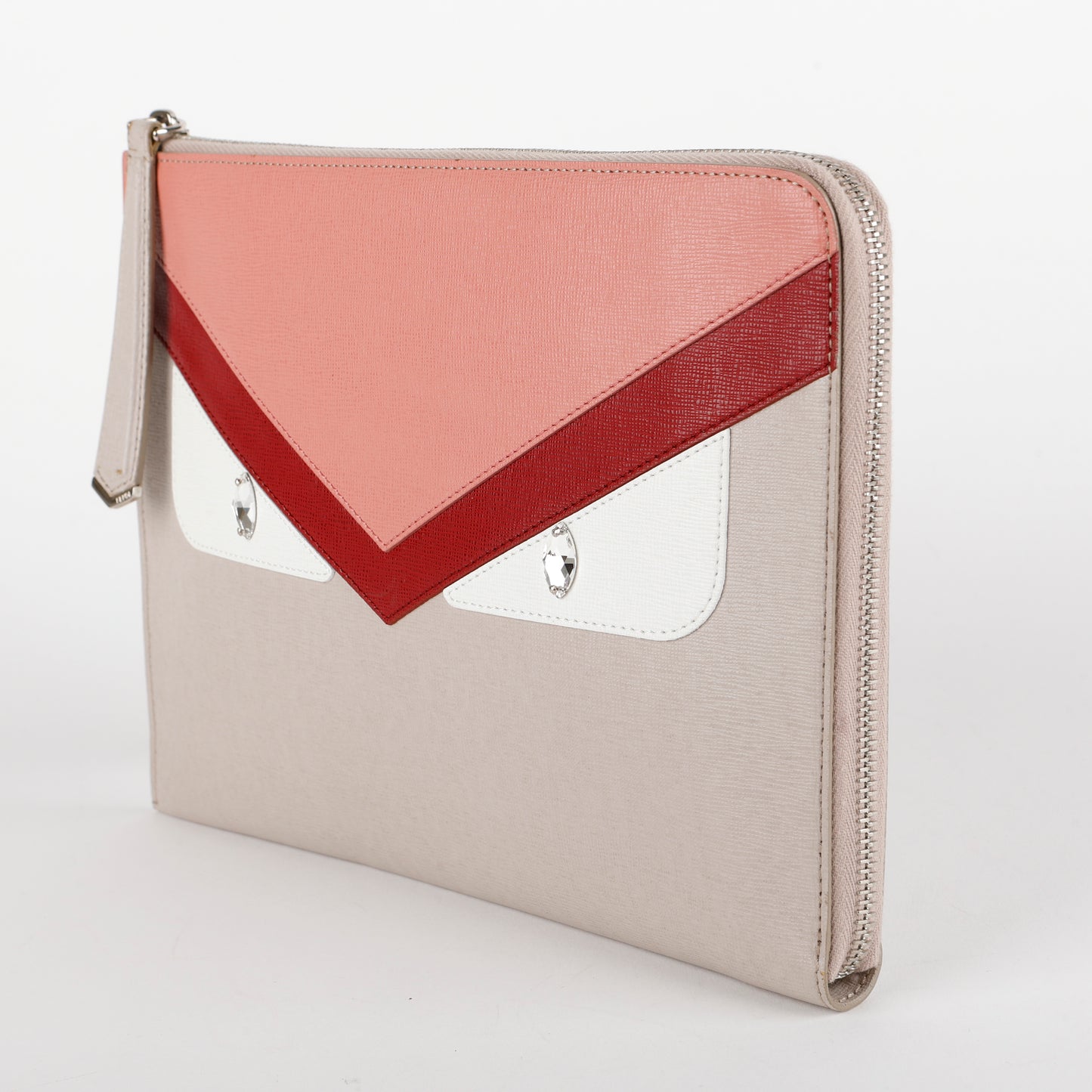 Monster Zip Pouch, Pink/Red/Taupe