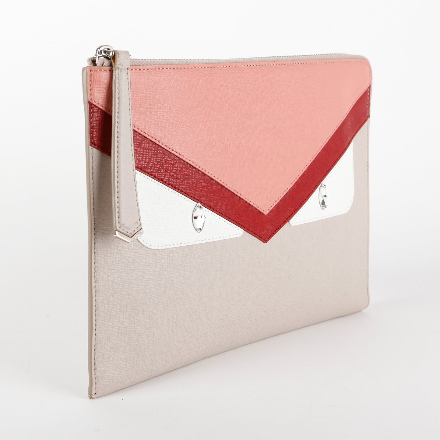 Monster Zip Pouch, Pink/Red/Taupe